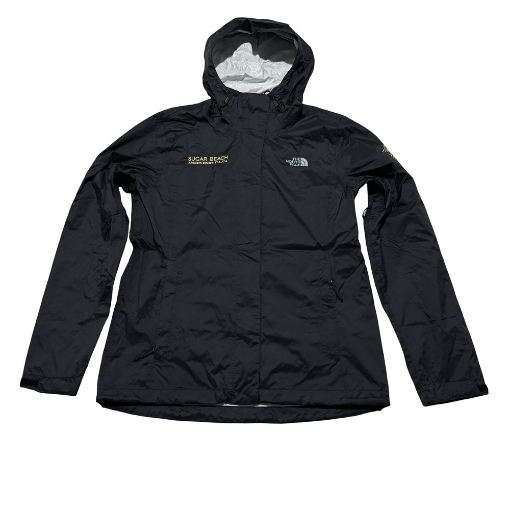 The North Face Women's Windbreaker Rain Jacket Black *Company Logo* Sz M 20 x 27